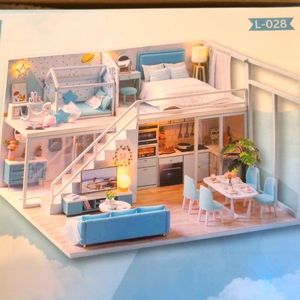 Full Craft Set! Miniature Loft Apartment Model Kit, Modeling Glue, Tools